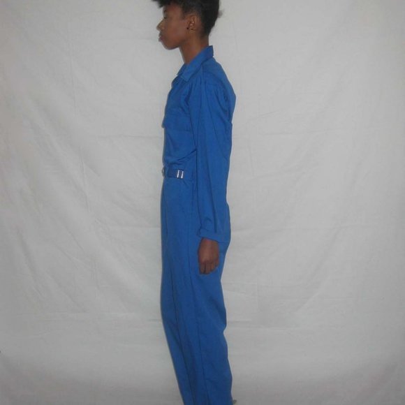 SOLD Vintage Blue Cargo Overall Safari Jumpsuit S - Picture 4 of 5